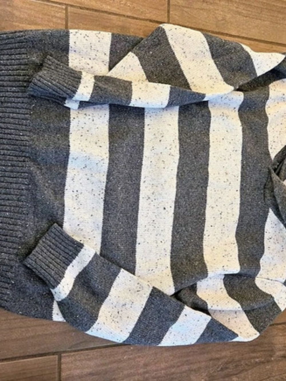 Method Striped Cowl Neck Sweater XL Gray & White